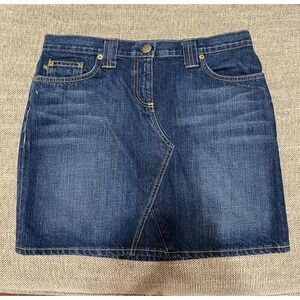 J Crew Denim Skirt Blue A Line Classic Button Fly Women's Size
